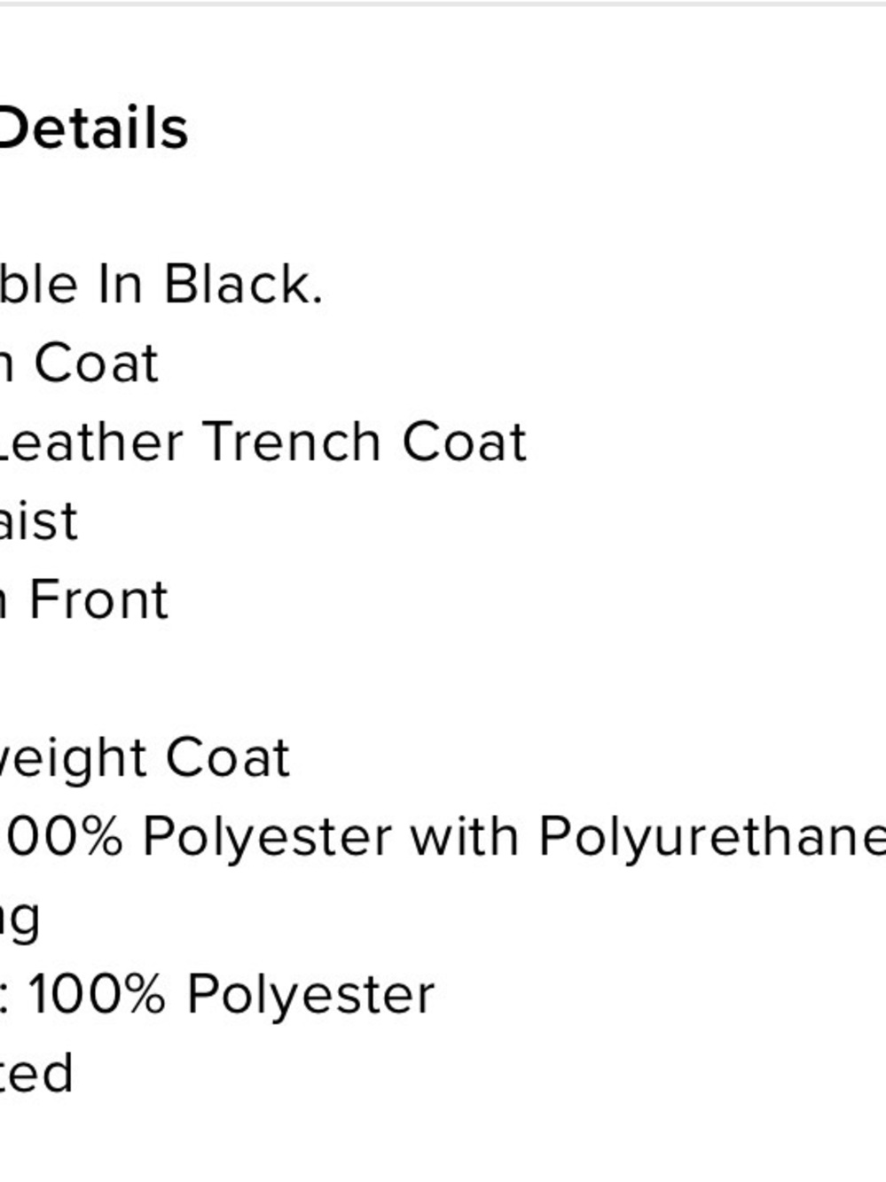 Fashion Nova Black Faux Leather Trench Coat - brand new with tags - Picture 4 of 4